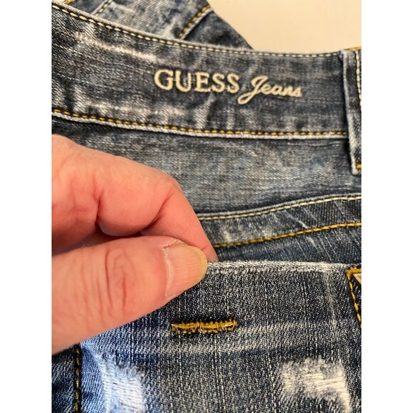 Guess Womens Boot Cut Jeans Size 27 Blue Distressed Denim - Picture 4 of 12